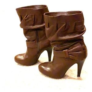 Brown leather boots